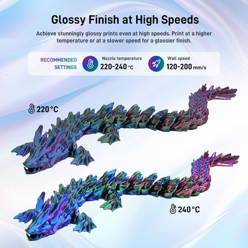 FLASHFORGE خيوط PLA ثلاثية الألوان من الحرير 1.75 مم، ثلاثي الألوان الأحمر والأزرق والأخضر، قوس قزح، 1 كجم، خيوط طابعة ثلاثية الأبعاد - Image 4